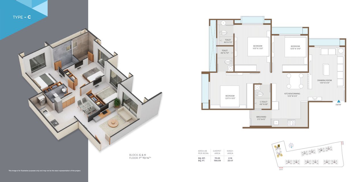 Layout Plan Type C of Orchid Sky at Shela