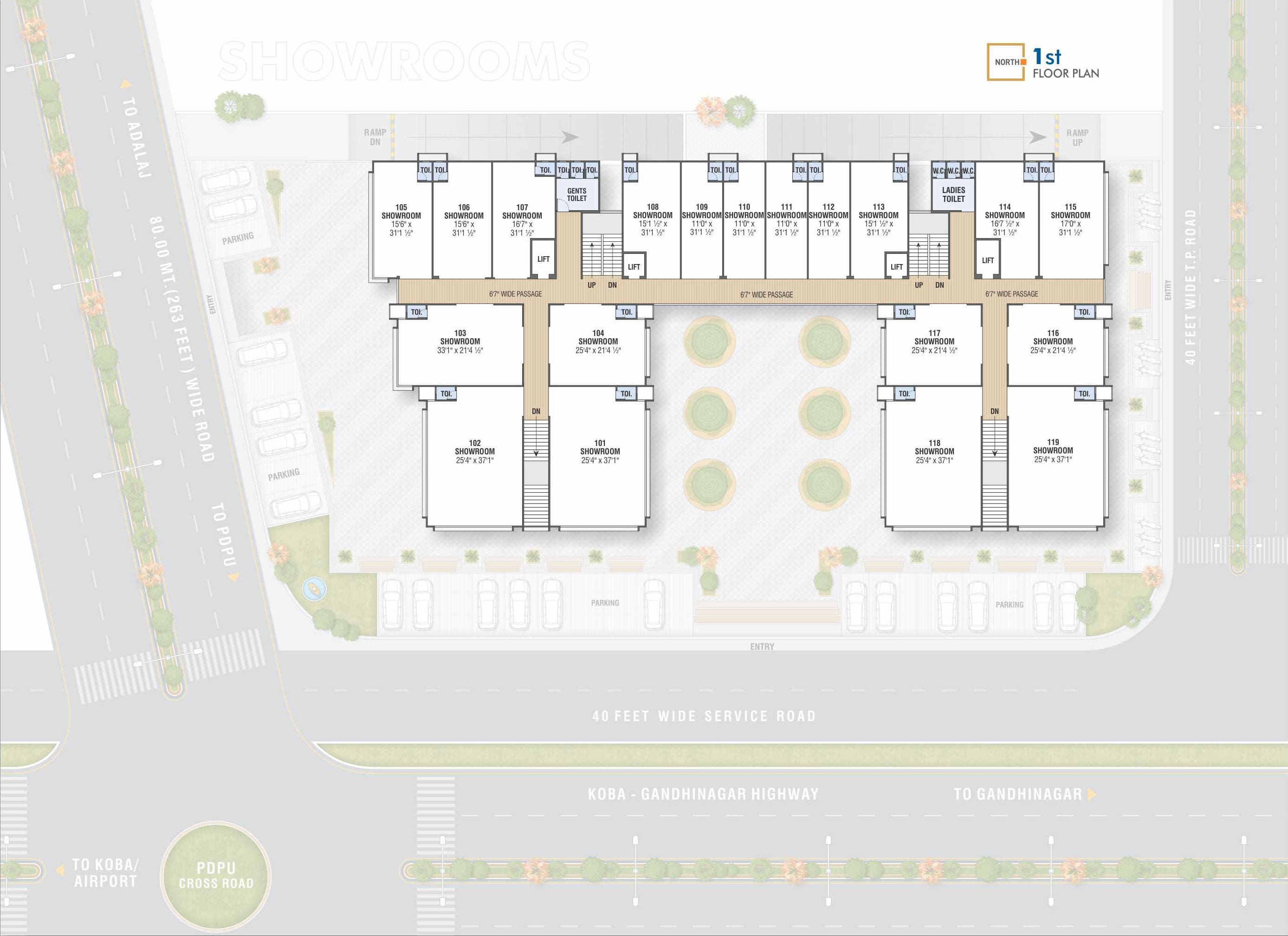 1st Floor Plan of Sarthak Pulse Mall at Koba