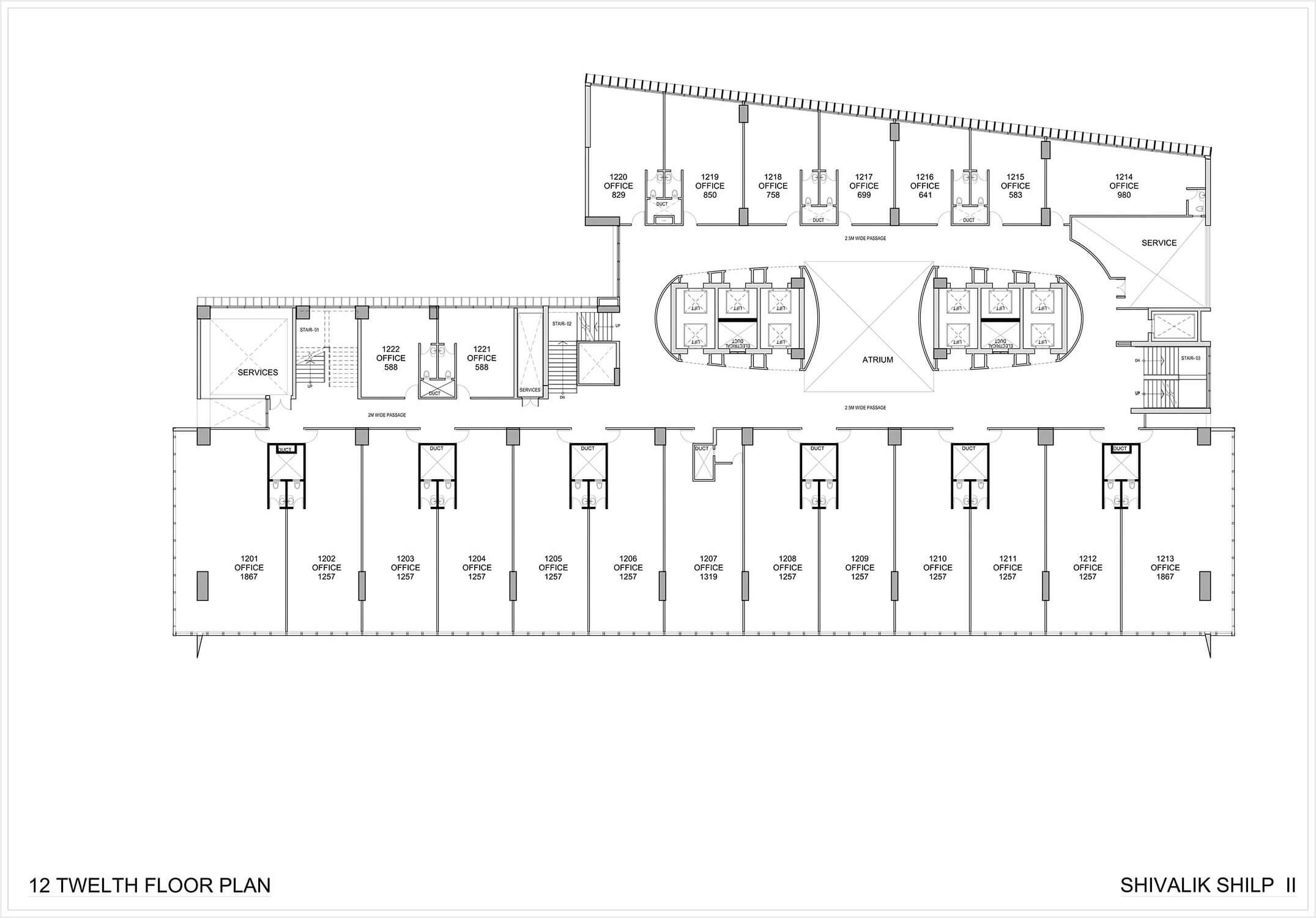 Layout Plan 12th Floor of Shivalik Shilp - II at Satellite