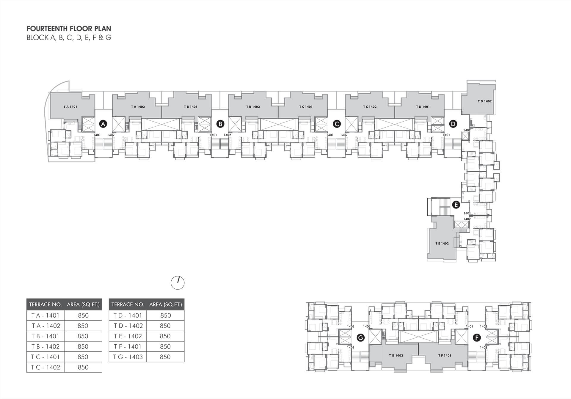 Fourteenth Floor Plan of Sun SouthWinds at South Bopal